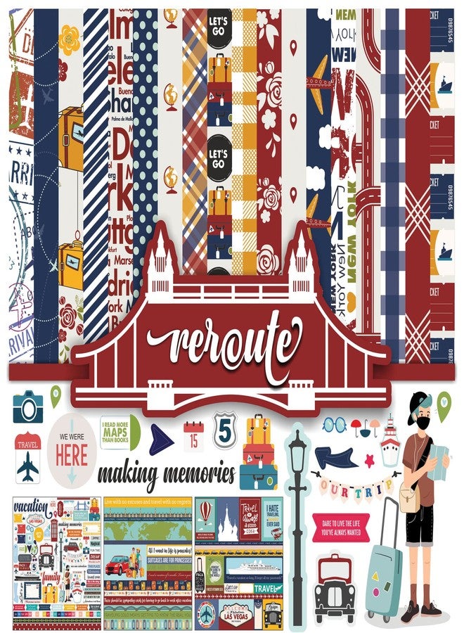 Inkdotpot مجموعة أوراق قصاصات Inkdotpot للسفر، ورق مقوى مزدوج الجوانب، مقاس 12 × 12 بوصة، لصنع البطاقات، مع ورقة ملصقات - 16 صفحة - متعدد الألوان - Image 1